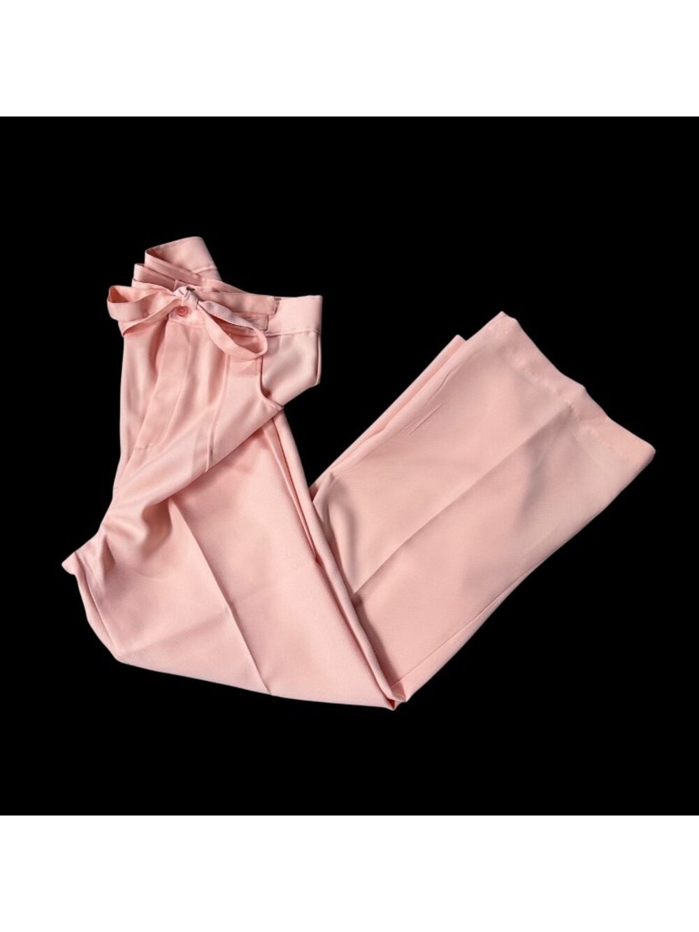 Vintage Peach Pants 1970s Womens Polyester Dress Slacks Retro Disco Fashion